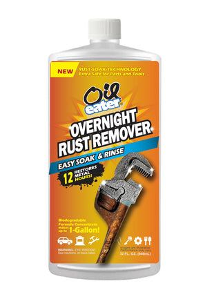 Oil Eater Overnight Rust Remover - Safe & Easy Soak for Tools, Auto Parts, Antiques, 32oz Concentrate - Makes 1-Gallon