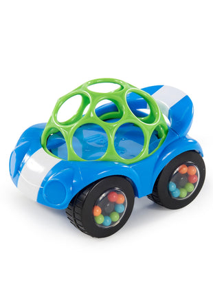 Bright Starts Oball Easy Grasp Rattle & Roll Toy Sports Car BPA-Free Infant Crawling Toy, 1 Pack, Age 3 Months and up, Blue/Green
