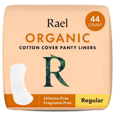 Rael Panty Liners for Women, Organic Cotton Cover   Regular Pantiliners, Light Absorbency, Unscented, Chlorine Free (Regular, 44 Count)