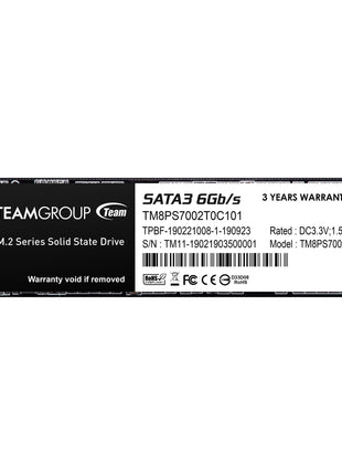 TEAMGROUP MS30 2TB with SLC Cache 3D NAND TLC M.2 2280 SATA III 6Gb/s Internal Solid State Drive SSD (Read/Write Speed up to 550/500 MB/s) Compatible with Laptop & PC Desktop TM8PS7002T0C101