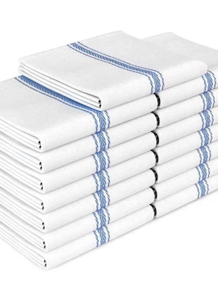 Zeppoli Classic Dish Towels - 15 Pack - 14" by 25" - 100% Cotton Kitchen Towels - Reusable Bulk Cleaning Cloths - Blue Hand Towels - Super Absorbent - Machine Washable