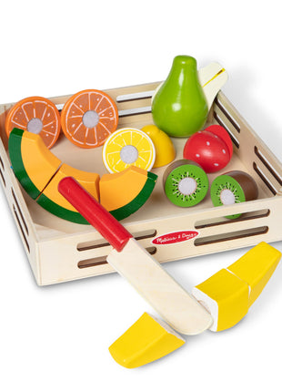 Melissa & Doug Wooden Cutting Fruit Toy Food Set & Pretend Play Kitchen Accessories, Preschool Learning Toys for Girls & Boys 3+