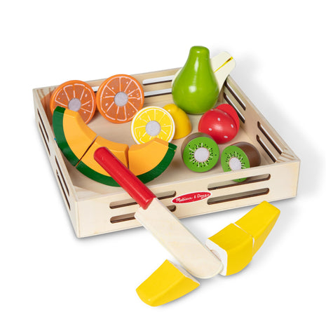 Melissa & Doug Wooden Cutting Fruit Toy Food Set & Pretend Play Kitchen Accessories, Preschool Learning Toys for Girls & Boys 3+
