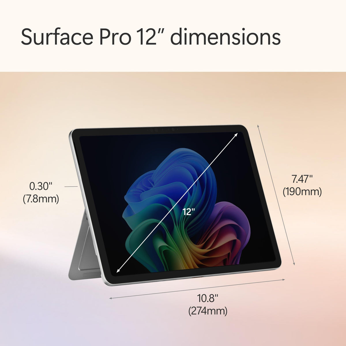 Microsoft Surface Pro 2-in-1 Laptop/Tablet (2025), Windows 11 Copilot+ PC, 12" Touchscreen Display, Snapdragon X Plus (8 Core), 16GB RAM, 512GB Storage, Platinum