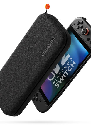 COOWPS Switch 2 Case for Nintendo Switch 2 (2025), Odorless Felt Ultra Hard Shell Military Grade Protection, Soft Lining Travel Storage Case with 8 Game Card Slots, Black