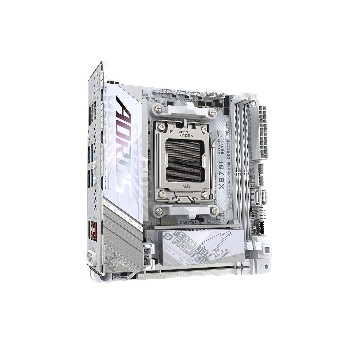 GIGABYTE X870I AORUS PRO ICE AMD AM5 LGA 1718 Motherboard, Mini-ITX, DDR5, 2X M.2, PCIe 5.0, USB-C, WIFI7, 2.5GbE LAN, EZ-Latch, 5-Year Warranty