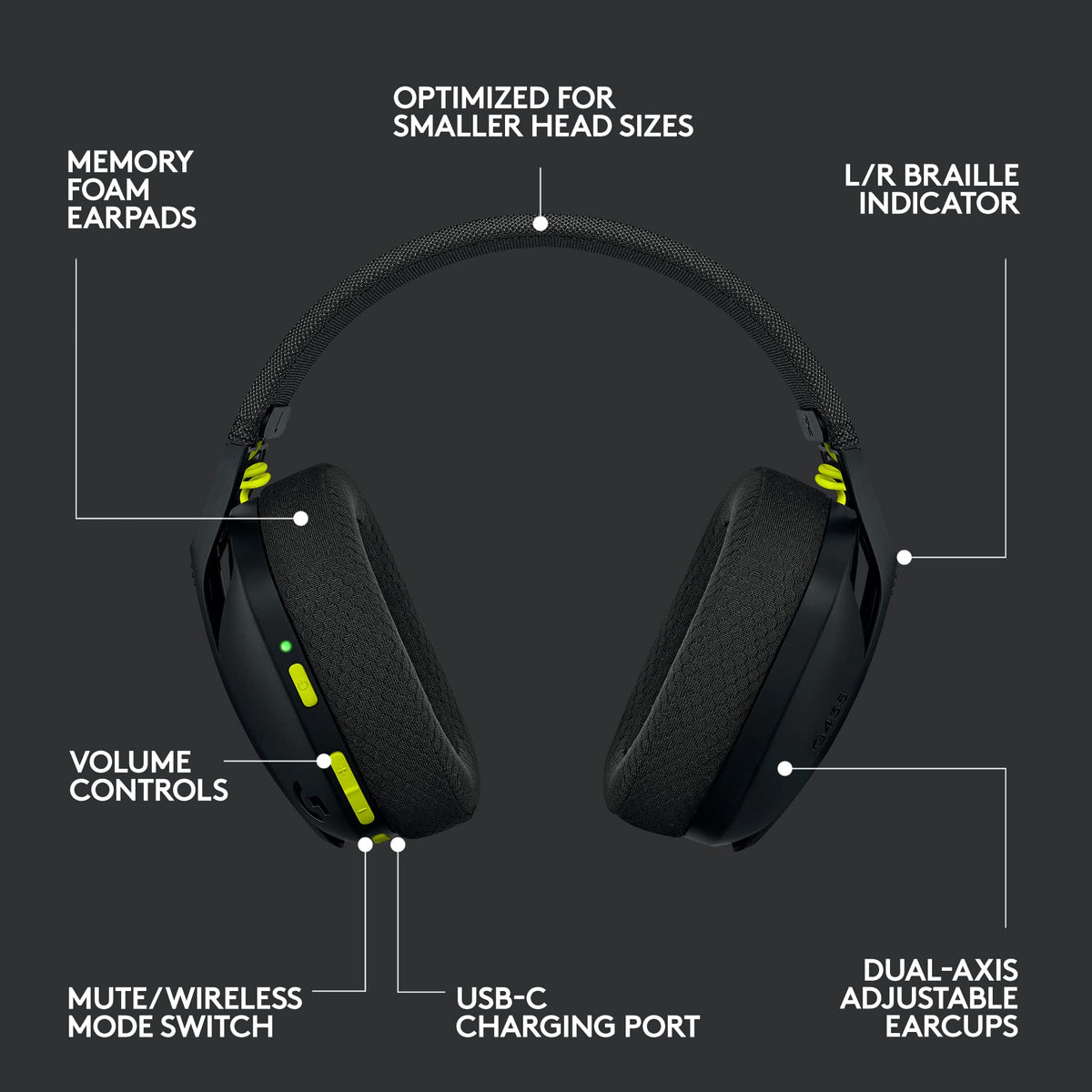 Logitech G435 LIGHTSPEED and Bluetooth Wireless Gaming Headset - Lightweight over-ear headphones, built-in mics, 18h battery, compatible with Dolby Atmos, PC, Mobile - Black