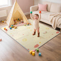 Extra Large Foldable Play Mat, Reversible Baby Play Mat with Edge Reinforcement, Non-Toxic & Waterproof Baby Mat for Floor, Foam Playmat for Infants Toddlers, Rainbow, Cloud & Moon, 50''x50''