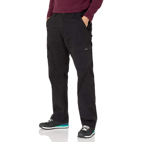 Wrangler Authentics Men's Relaxed Fit Stretch Cargo Pant, Black, 32W x 32L