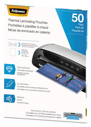 Fellowes 5744301 Thermal Laminating Pouches - Letter, 3Mil, 50 Pack