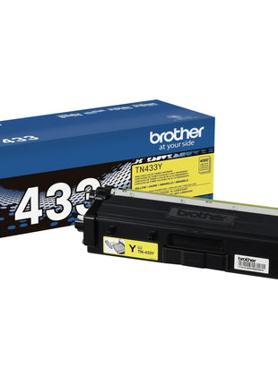 Brother Genuine High Yield Toner Cartridge, TN433Y, Replacement Yellow Toner, Page Yield Up to 4,000 Pages, Amazon Dash Replenishment Cartridge, TN433 | Prints up to 4,000 pages, Amazon Dash replenishment