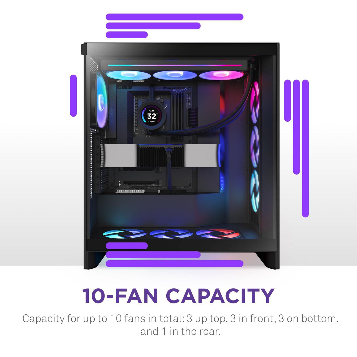 NZXT H7 Flow RGB Mid-Tower ATX Airflow Case with RGB Fans