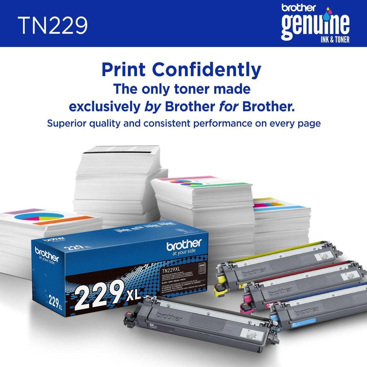 Brother Genuine TN229BK Black Standard Yield Printer Toner Cartridge - Print up to 1,500 Pages(1)