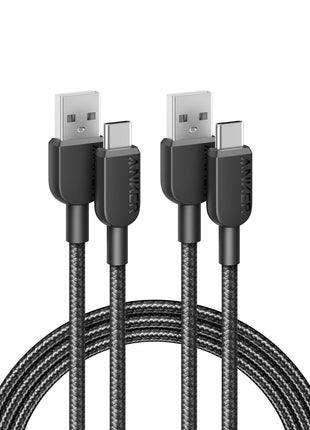 Anker USB A to USB C Cable, Charger Cord (2 Pack, 6FT), for iPhone 17 Series,Samsung Galaxy Note 10/S10+ S10, LG V30 (Black)