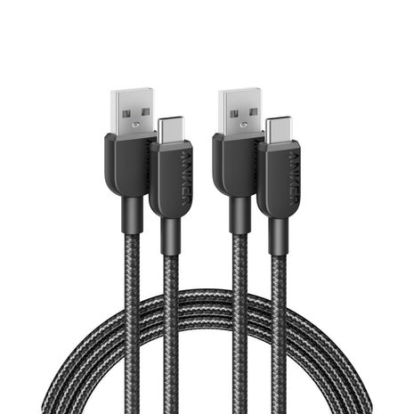 Anker USB A to USB C Cable, Charger Cord (2 Pack, 6FT), for iPhone 17 Series,Samsung Galaxy Note 10/S10+ S10, LG V30 (Black)