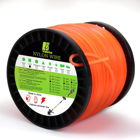 String Trimmer Line, Square Orange Heavy Duty Weed Eater String, Premium Nylon Universal 0.095 inch x 1.7LB, 330Foot