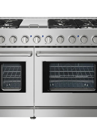 GarveeHome 48 in. 7.0 cu. ft. Full Gas Freestanding Range with 6 Sealed Burner Gas Cooktop & Griddle Cooktop, Cast Iron Grates and Primary Convection Oven in Stainless Steel