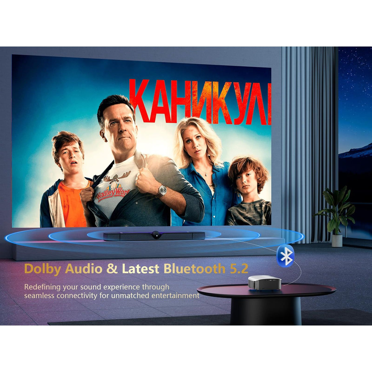 GooDee Smart 4K Projector with 5G WIFI and Bluetooth, Netflix/Amazn Prime Video Certified, Dolby Audio, Outdoor Projector, 400" Zoom Home Theater Projector Compatible with TV Stick,iOS,Android