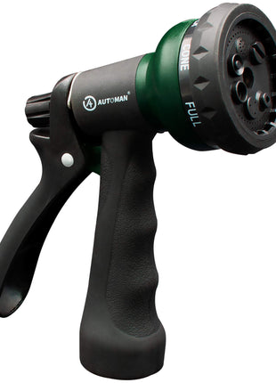 AUTOMAN-Garden-Hose-Nozzle, ABS Water Spray Nozzle with 7 Adjustable Watering Patterns, Slip Resistant for Watering Plants, Lawn& Garden, Washing Cars, Cleaning, Showering Pets & Outdoor Fun.