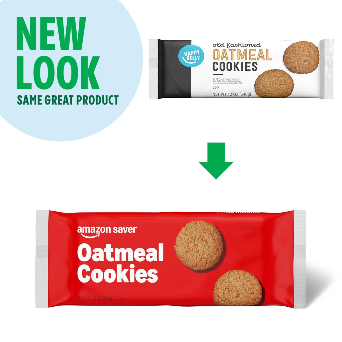 Amazon Saver, Crispy Oatmeal Cookies, 12 ounce (Previously Happy Belly, Packaging May Vary)