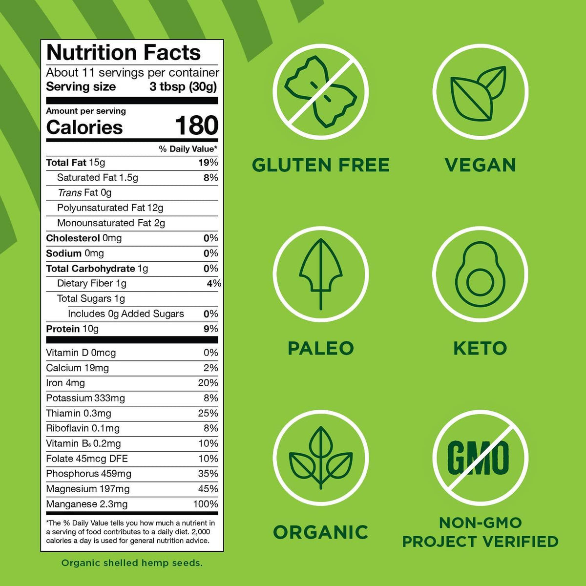 Manitoba Harvest Organic Hemp Hearts, 12oz, 10g Plant Based Protein and 12g Omega 3 & 6 per Srv, Smoothies, yogurt & salad, Non-GMO, Vegan, Keto, Paleo, Gluten Free