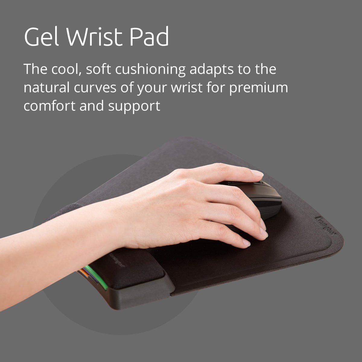 Kensington SmartFit Mouse Pad with Ergonomic Wrist Rest (K55793AM), Black, 10.4" x 10.3"