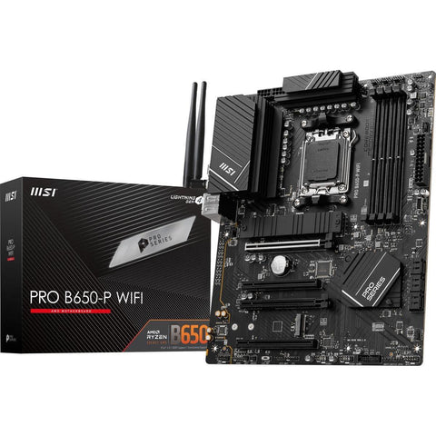 MSI PRO B650-P WiFi ProSeries Motherboard (AMD AM5, ATX, DDR5, PCIe 4.0, M.2, SATA 6Gb/s, USB 3.2 Gen 2, HDMI/DP, Wi-Fi 6E, AMD Ryzen 7000 Series Desktop Processors)