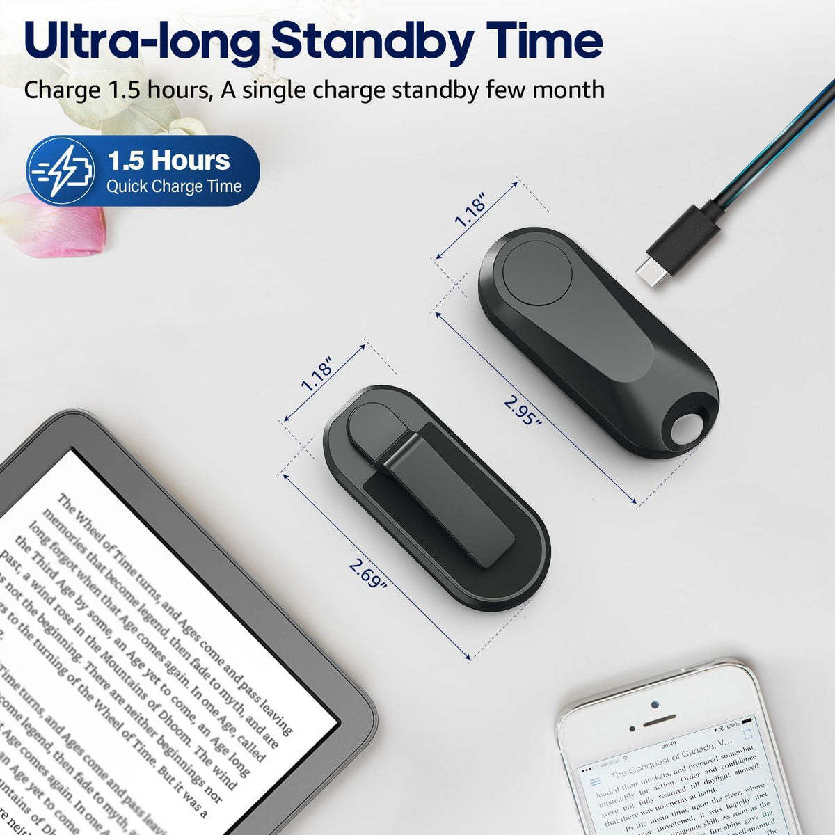 DATAFY Remote Control Page Turner for Kindle Paperwhite Oasis Kobo eReaders, Camera Camcorder Remote Controls, Page Turner Clicker for ipad Tablets Reading Novels with Wrist Strap Storage Bag