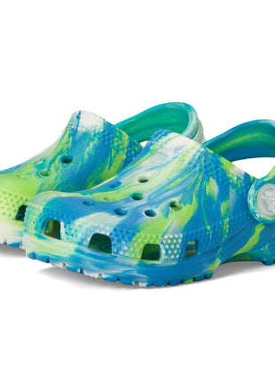 Crocs Kids - Classic Marbled Tie-Dye Clog (Toddler) Prep Blue/Multi Glow in The Dark 9 Medium