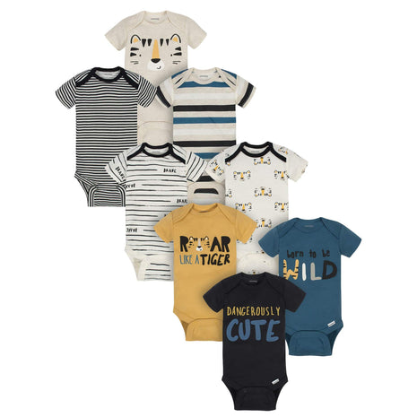 Onesies Brand baby boys 8-pack Short Sleeve Mix & Match Bodysuits and Toddler T Shirt Set, Dangerously Cute Tiger, 3-6 Months US