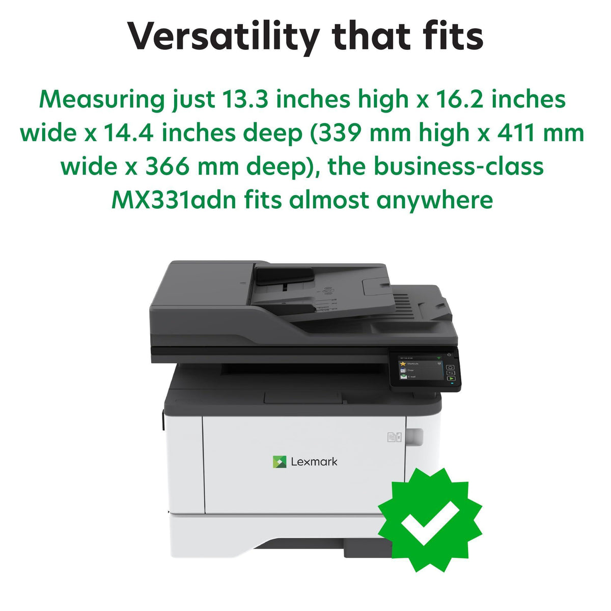 LEXMARK MX331adn Black and White All-in-One Printer with Touchscreen, Laser Device with Optional Wireless Connection, Duplex Printing and Analogue Fax (3-Series) (29S0150) (1) (1)