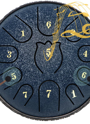 Steel Tongue Drum 6 Inche 11 Note Steel Drums Rain Chime,Raindrop Drum,Rain Drum for Outside Garden(Dark Blue)