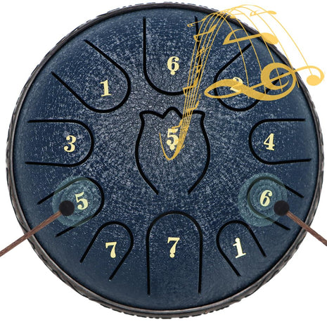 Steel Tongue Drum 6 Inche 11 Note Steel Drums Rain Chime,Raindrop Drum,Rain Drum for Outside Garden(Dark Blue)