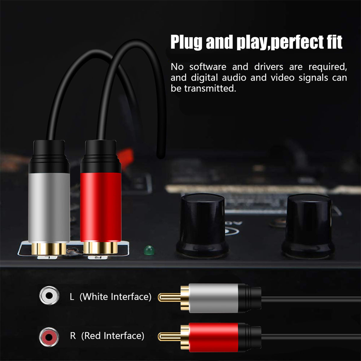 Tan QY 2RCA to 2RCA Cable 3Ft, Gold-Plated 2 RCA Male to 2 RCA Male Stereo Audio Cable for Home Theater, HDTV, Gaming Consoles, Hi-Fi Systems (3Ft/1M)
