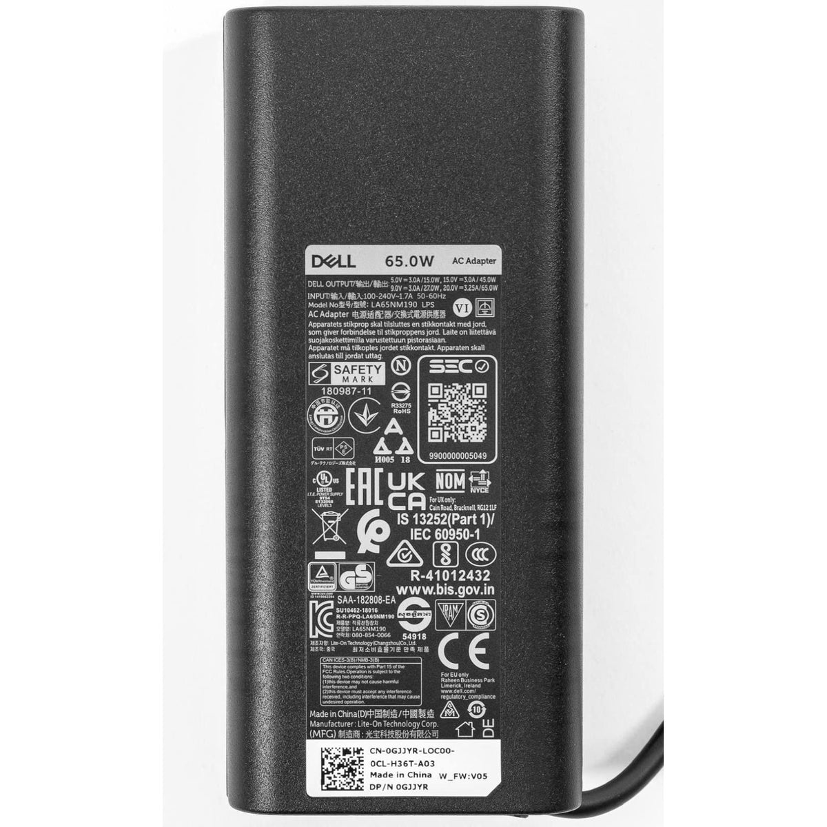 Dell 65W USB-C Laptop Charger for XPS and Latitude 5000 - Power Cord Included