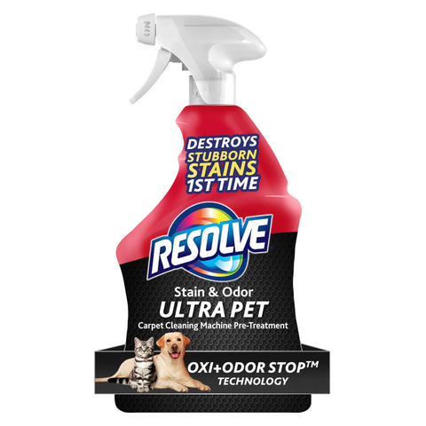 Resolve Ultra Pet Odor and Stain Remover Spray – Carpet Cleaner for Cat and Dog Urine and Poop, 32oz