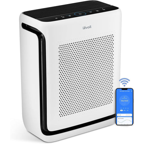 LEVOIT Air Purifiers for Home Large Room Up to 1875 Ft? with Washable Pre Filter, AHAM VERIFIDE, Air Quality Monitor, HEPA Sleep Mode for Allergies, Pet Hair in Bedroom, Vital 200S P, White