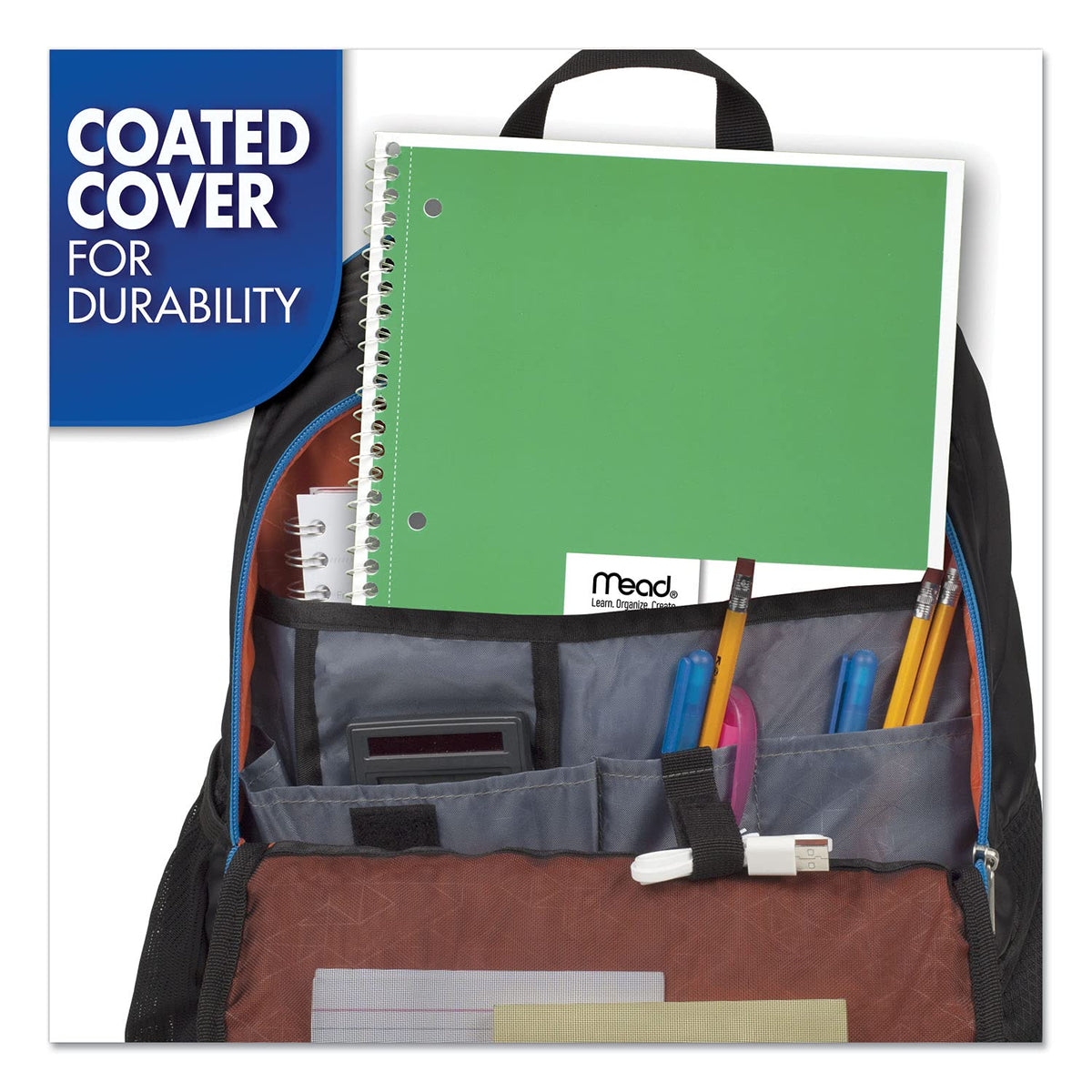 Mead Spiral Notebook, 6 Pack, 1 Subject, College Ruled Paper, 7-1/2" x 10-1/2", 70 Sheets per Notebook, Colors Will Vary (830062-ECM25)