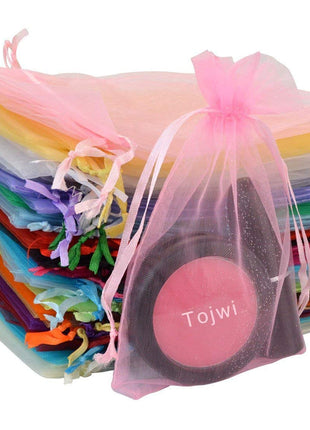 Tojwi 50pcs Organza Bags-Mix Color 3.54''x4.33''(9x11cm) Satin Drawstring Organza Pouch Wedding Party Favor Gift Bag Jewelry Watch Bags
