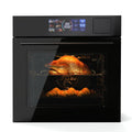 Garvee 24 Inch Single Wall Oven, Built-in Electric Steam Oven with 8 Baking Modes and Air Frying, 2.5 Cu.Ft. Convection Wall Oven with Stainless Stain Finish, Colorful Touch Screen, Black