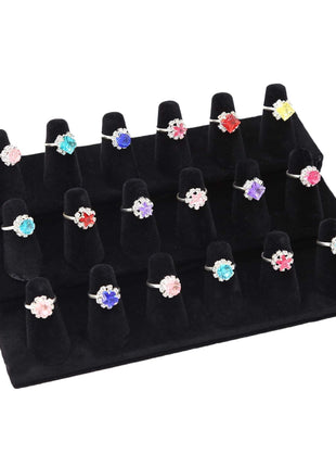 Stratalife Ring Holder 18 Slot Finger Ring Display Jewelry Holder Organizer Storage Jewelry Display Stand for Vendor Selling Velvet Black
