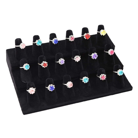 Stratalife Ring Holder 18 Slot Finger Ring Display Jewelry Holder Organizer Storage Jewelry Display Stand for Vendor Selling Velvet Black