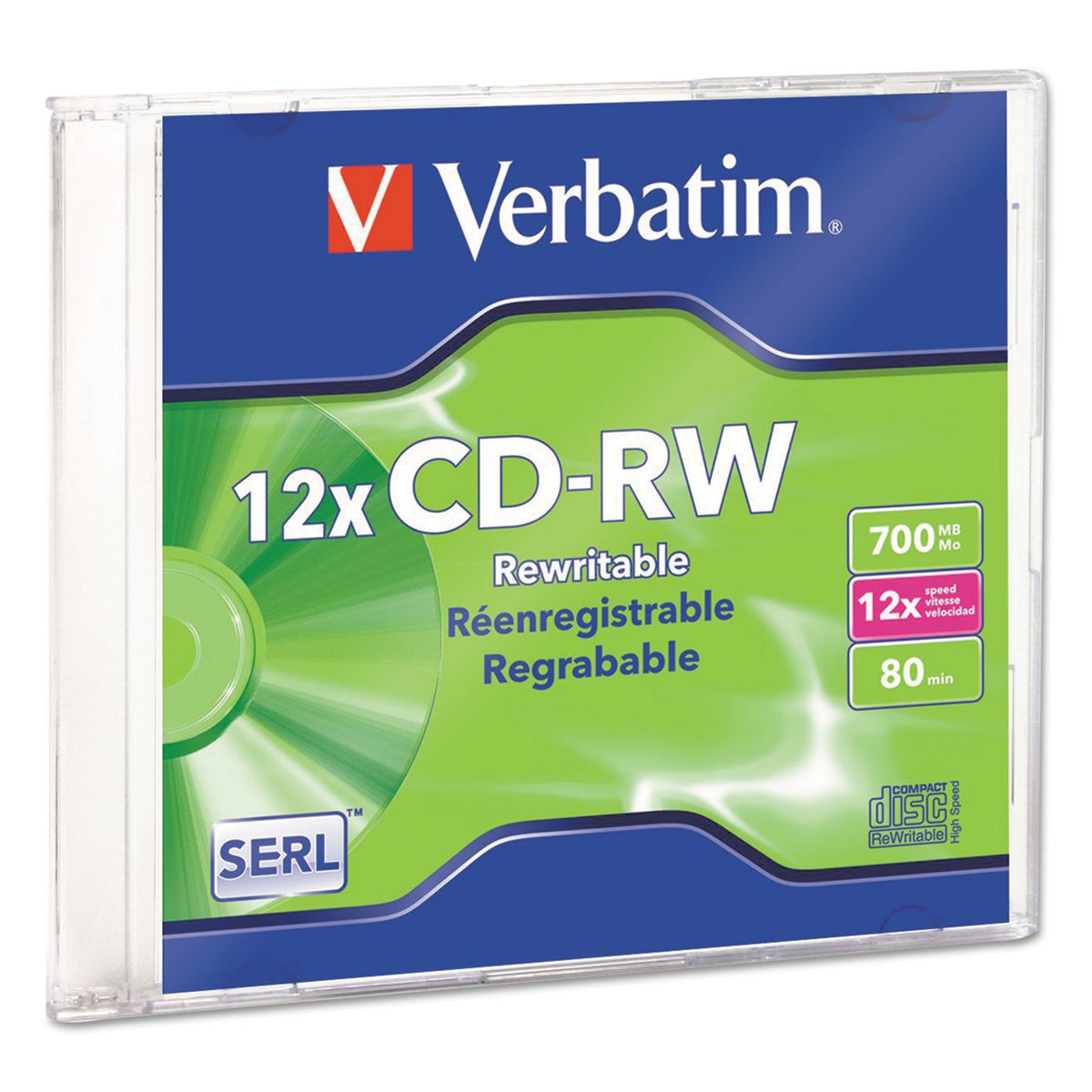 VTM95156 - VERBATIM 95156 700MB 80-Minute 4x-12x High-Speed Branded CD-RWs, 10 pk