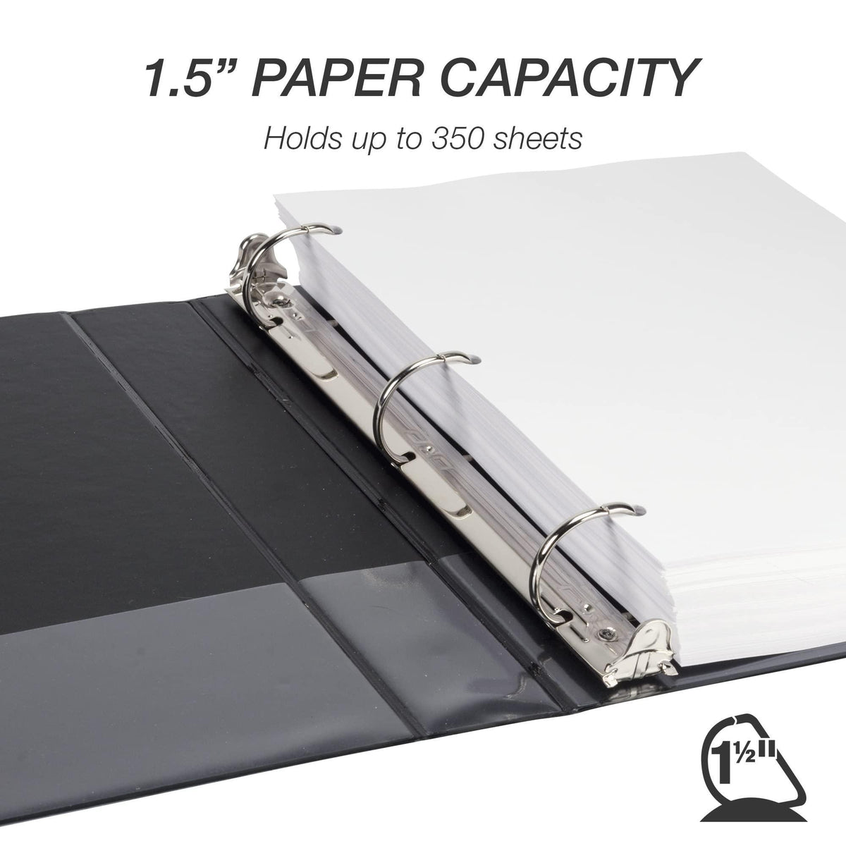 Samsill Durable 1.5 inch 3 Ring Binder, Made in USA, D Ring Binder, FSC 100% Recycled Chipboard, Basis Assortment, 4 Pack