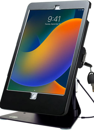Desktop Anti-Theft Stand – CTA Kiosk Stand with Stylus, Tether, and Aluminum Enclosure for iPad 7th/ 8th/ 9th Gen 10.2," iPad Air 3, & iPad Pro 10.7" and More (PAD-DASB) - Black