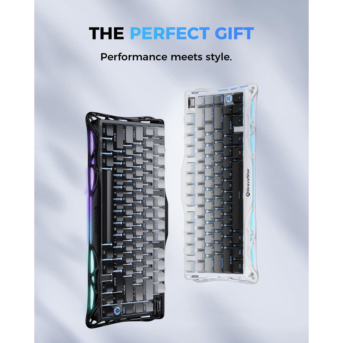 GravaStar Mercury K1 75% Wireless Mechanical Gaming Keyboard, Aluminum Alloy Exoskeleton Design, Gasket Custom Keyboard Hot-Swap Socket, Linear Switches, RGB Backlit