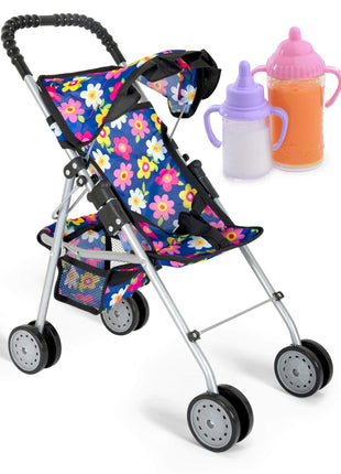fash n kolor, My First Baby Doll Stroller with Flower Design with Basket in The Bottom- 2 Free Magic Bottles Included