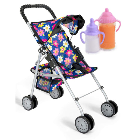 fash n kolor, My First Baby Doll Stroller with Flower Design with Basket in The Bottom- 2 Free Magic Bottles Included