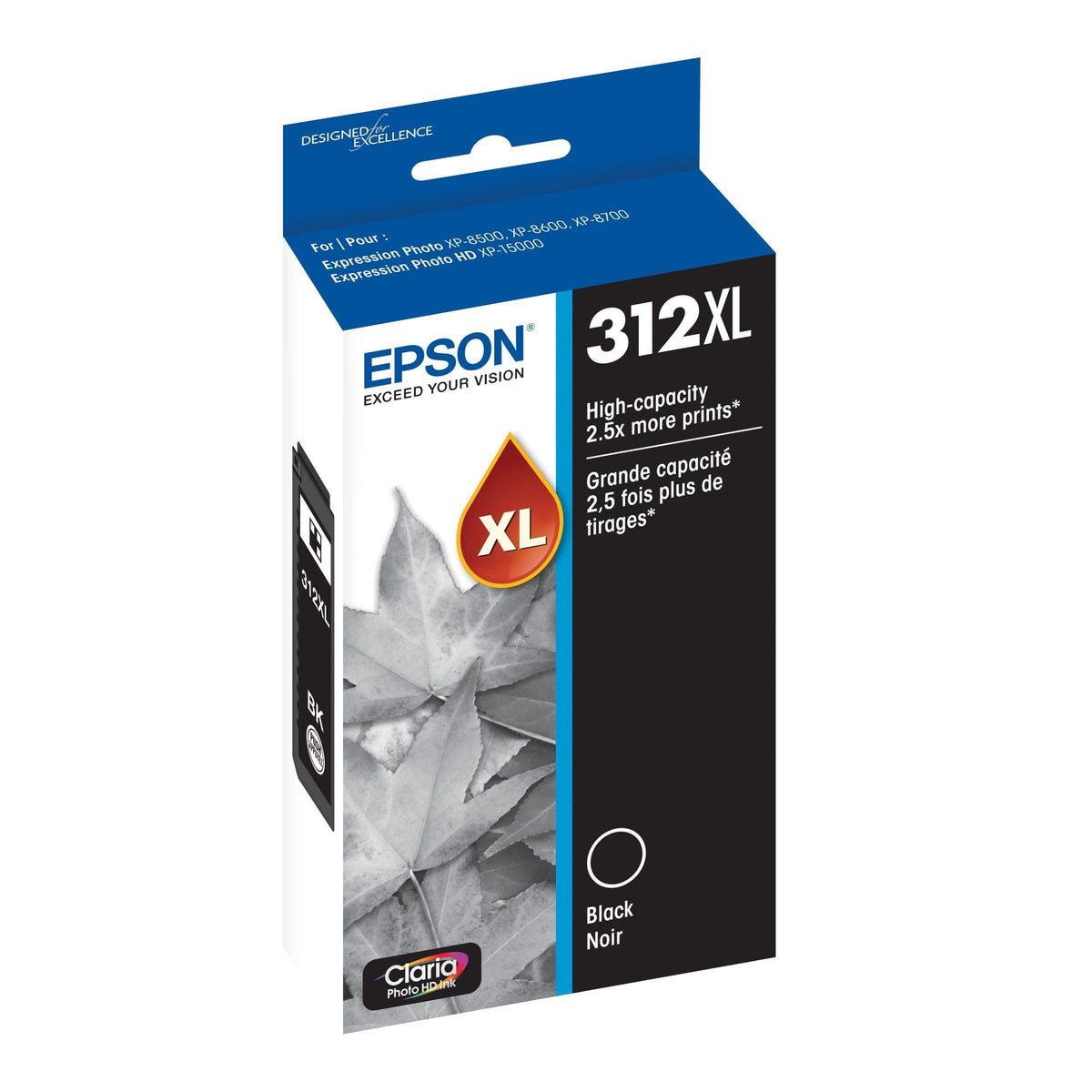 EPSON 312 Claria Photo HD Ink High Capacity Black Cartridge (T312XL120-S) Works with Expression Photo XP-8500, XP-8600, XP-8700, XP-15000