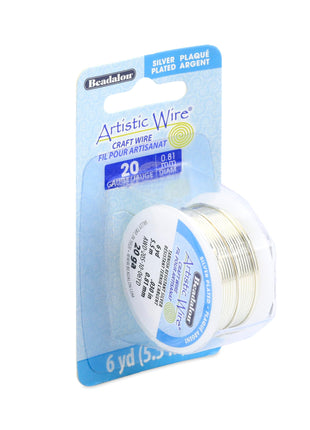 Artistic Wire, 20 Gauge Silver Plated Tarnish Resistant Colored Copper Craft Jewelry Wrapping Wire, Tarnish Resistant Silver, 6 yd